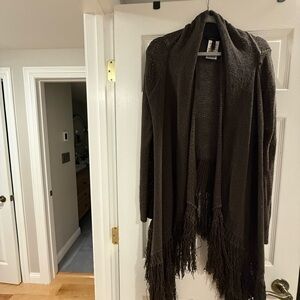 BCBGMaxAzria Textured Open Knit Cardigan Fringe M